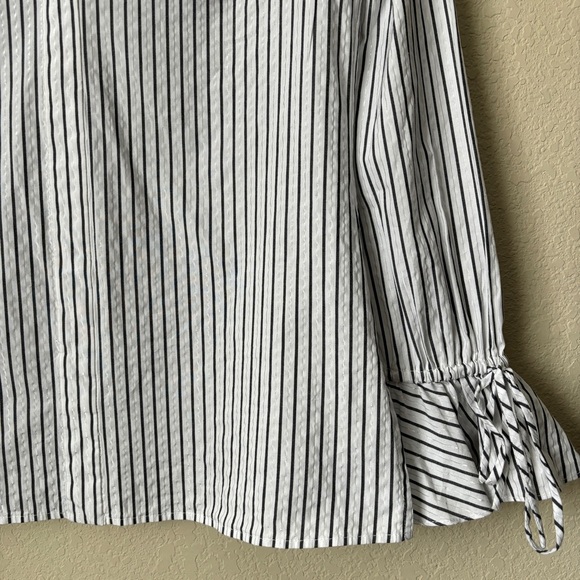 Derek Lam 10 Crosby Metallic Striped Print Long Ruffle Sleeve Career Blouse Top - Picture 5 of 13